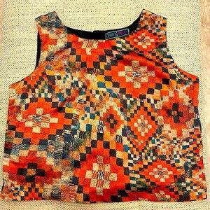 Women's crop top colorful pattern, button closure in back, boho style